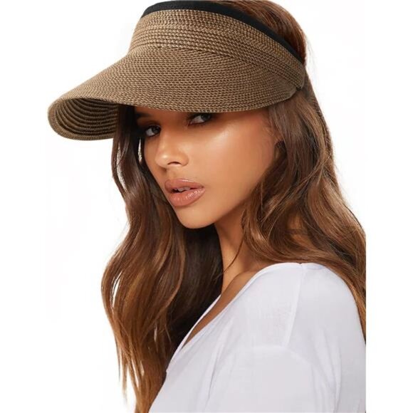 Womens Sun Visor Hat Straw Sun Visors for Women Summer Packable main image 6